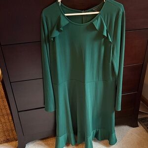 Ann Taylor Forest Green Long Sleeve Dress